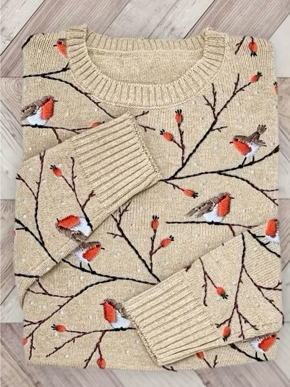 Robin & Berry Branch Print Lightweight Knit Sweater | Soft Fall Winter Pullover
